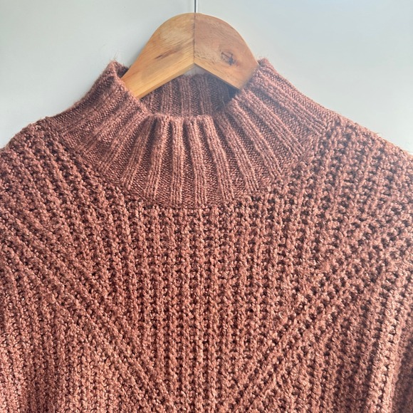 Old Navy Sweater Shift Dress Mock Neck Horsing Around Knit Casual Brown XS NWT - Picture 4 of 10